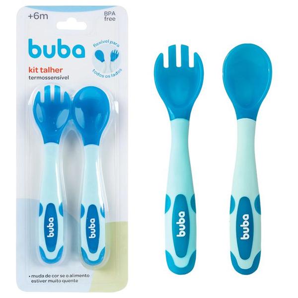 Kit Talher Garfo Colher Introdução Alimentar Refeição Flexível Termossensível Buba Bebê - Buba Baby Imagem de Kit Talher Garfo Colher Introdução Alimentar Refeição Flexível Termossensível Buba Bebê