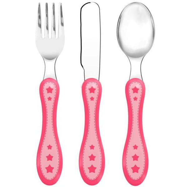 Kit talher Inox 3 Peças Estrelinha Rosa Buba Imagem de Kit talher Inox 3 Peças Estrelinha Rosa Buba