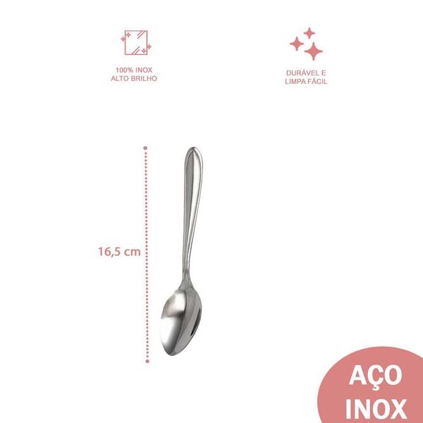 Imagem de Kit Talheres Aço Inox com 120 Colher Sobremesa Grosso Jantar