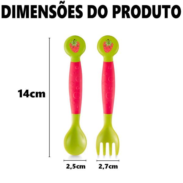 Imagem de Kit Talheres Bebê Transição Alimentar 2 Peças Funny Meal Flexíveis Macio Ergonômico Multikids Baby