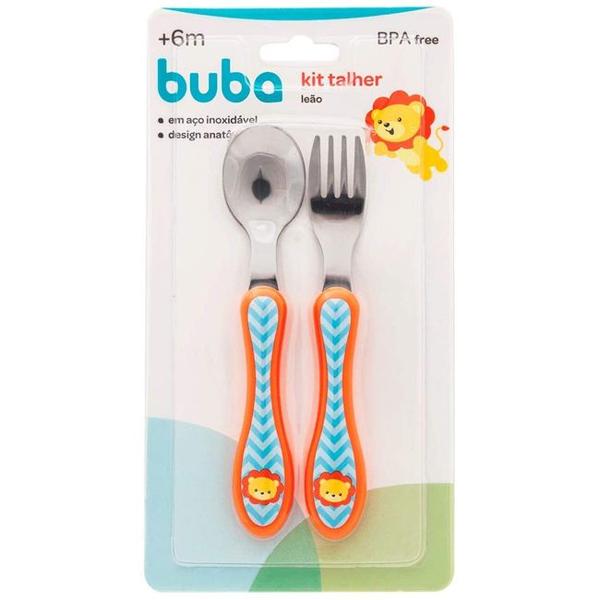 Imagem de Kit Talheres Colher E Garfo Animal Fun Infantil Bebê Em Aço Inoxidável Buba Original