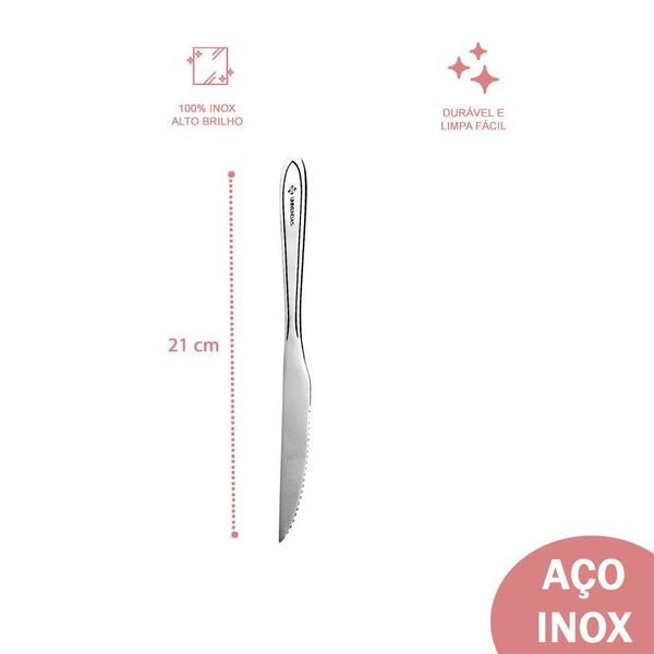 Imagem de Kit Talheres com 12 Faca Aço Inox Grosso Jantar Cheff Luxo