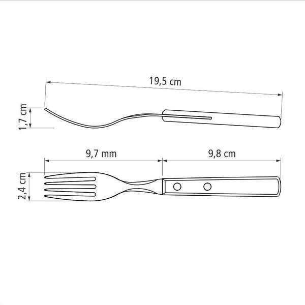 Imagem de Kit Talheres Garfo e Faca de Mesa Polywood Castanho 12 Peças Aço Inox Tramontina