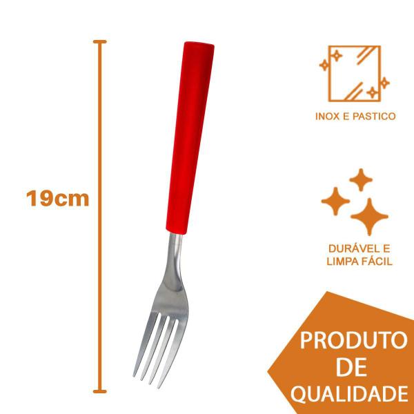 Imagem de Kit Talheres Garfo Faqueiro Inox Cabo Vermelho Luxo - 72Un