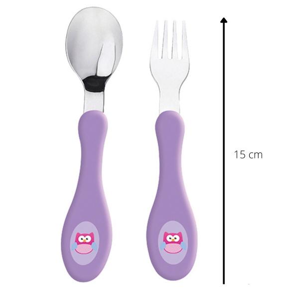 Kit Talheres Infantil com Colher e Garfo Animais em Inox Não Machuca - Art House Kids Imagem de Kit Talheres Infantil com Colher e Garfo Animais em Inox Não Machuca