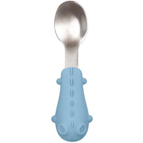 Imagem de Kit Talheres Infantil Inox c/ Cabo em Silicone - Azul - Buba