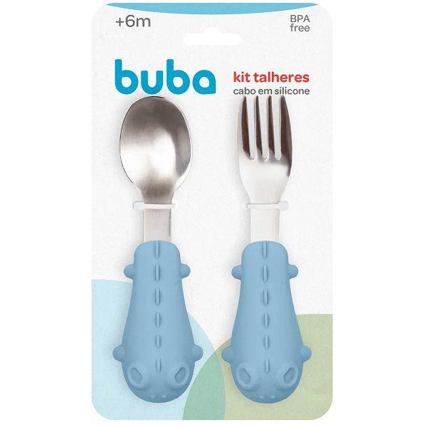 Kit Talheres Infantil INOX Cabo em Silicone - Buba Imagem de Kit Talheres Infantil INOX Cabo em Silicone