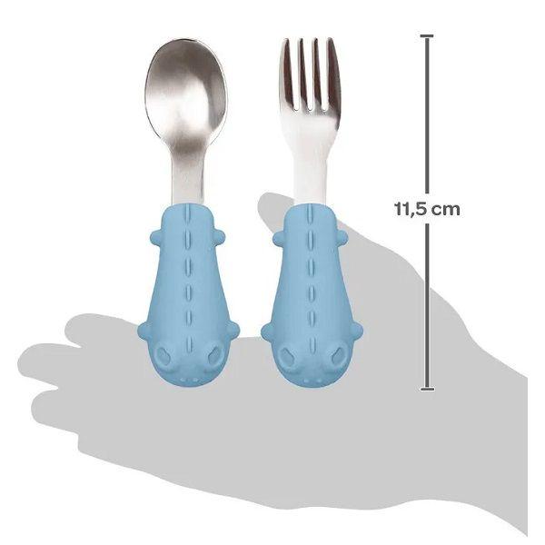 Kit Talheres Infantil INOX Cabo em Silicone - Buba Imagem de Kit Talheres Infantil INOX Cabo em Silicone