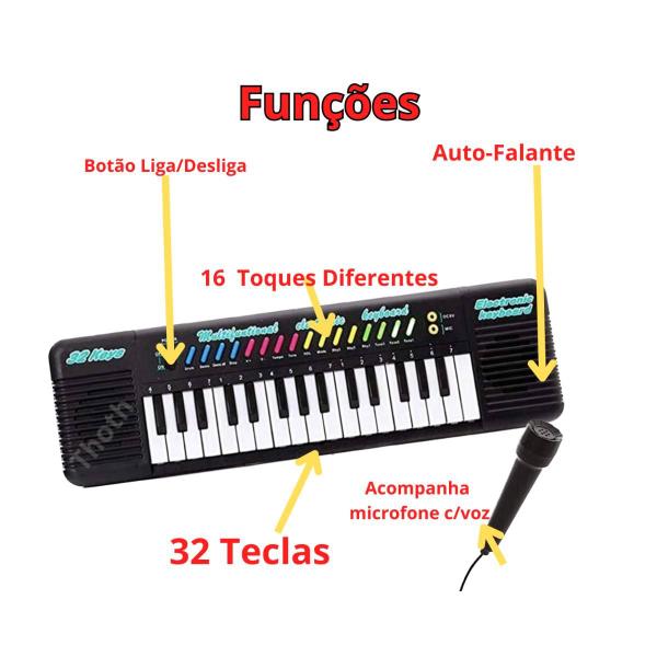 Imagem de Kit Tambor Bateria Teclado Viola Microfone Infantil 7 Itens