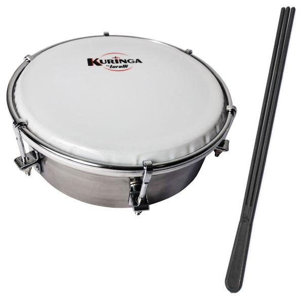 Kit Tamborim Aco Inox Kuringa Torelli Kt055 + Capa + Baqueta - Torelli Musical Imagem de Kit Tamborim Aco Inox Kuringa Torelli Kt055 + Capa + Baqueta