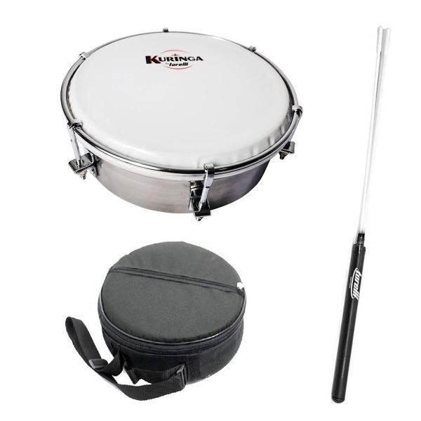 Kit Tamborim Aco Inox Kuringa Torelli Kt055 + Capa + Baqueta - Torelli Musical Imagem de Kit Tamborim Aco Inox Kuringa Torelli Kt055 + Capa + Baqueta