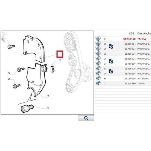 Imagem de Kit Tampa Capa Correia Dentada Uno Vivace Way Fire Evo 1.0