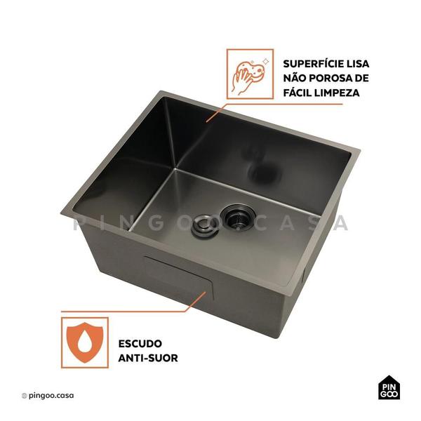 Imagem de Kit Tanque Aço Inox 304 Pacajás e Tábua de Apoio Pacajás - Preto