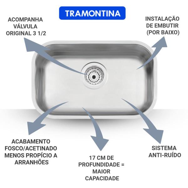 Imagem de Kit Tanque Inox Tramontina Quadrado 40x40 Acetinado + Cuba Para Pia Cozinha Inox AC 47x30x17
