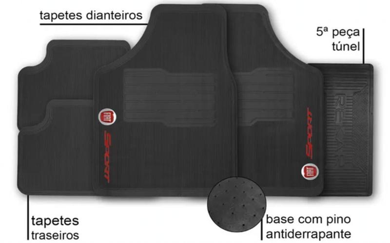 Imagem de Kit Tapete de Borracha + Capa de Volante + Chaveiro para Fiat Cronos 2019 a 2023