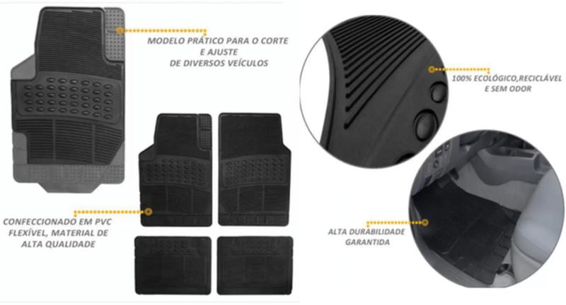 Imagem de Kit Tapete de Borracha + Capa de Volante + Chaveiro para Honda Fit 2019 Até 2023