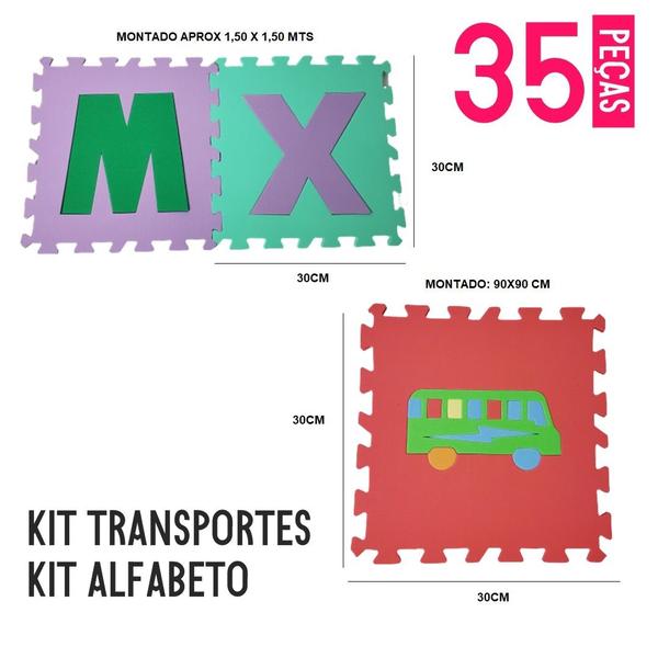 Imagem de KIT Tapete Eva Alfanumérico 36 PÇS +Transporte 9 PÇS 30x30cm