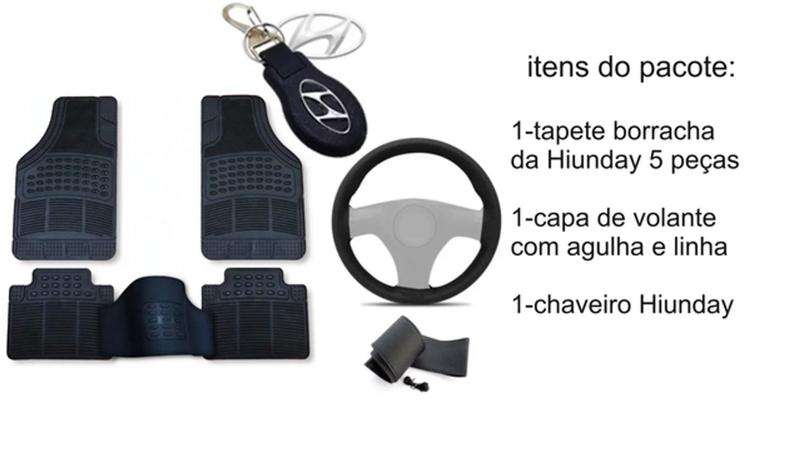 Imagem de Kit Tapete Hyundai HB20 2022 + Capa de Volante + Chaveiro