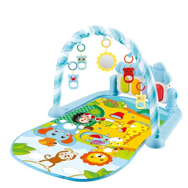 Imagem de Kit Tapete Infantil Musical Azul Animais Conforto + Canguru