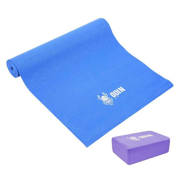 Imagem de Kit Tapete Ioga Pvc E Bloco Yoga Eva Tijolo Odin Fit