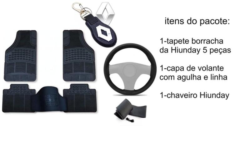 Imagem de Kit Tapete Renault Clio 2014 + Capa de Volante + Chaveiro