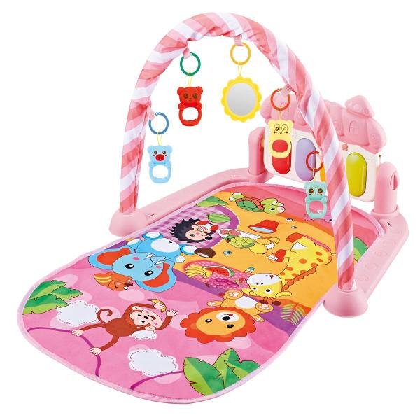 Imagem de Kit Tapetinho infantil Rosa Animais Conforto + Mobile