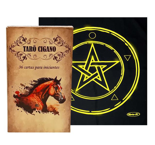 Imagem de Kit Tarot Cigano Iniciantes e Toalha Tarô Brilho Série Ouro