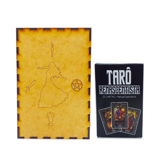 Imagem de Kit Tarot Renascentista 22 cartas e Porta Tarô Caixa Madeira