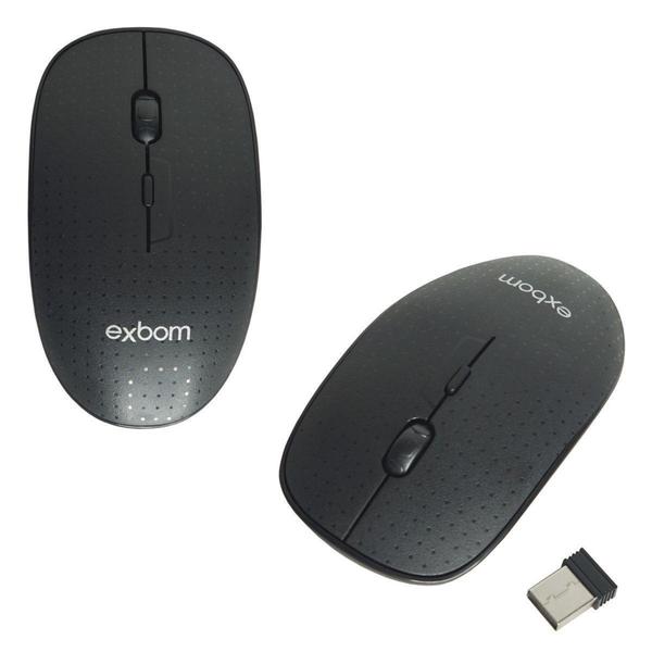 Imagem de Kit Teclado 2.4 GHz Abnt2 + Mouse Sem Fio Wireless Usb Plug and Play Exbom BK-S370 Preto