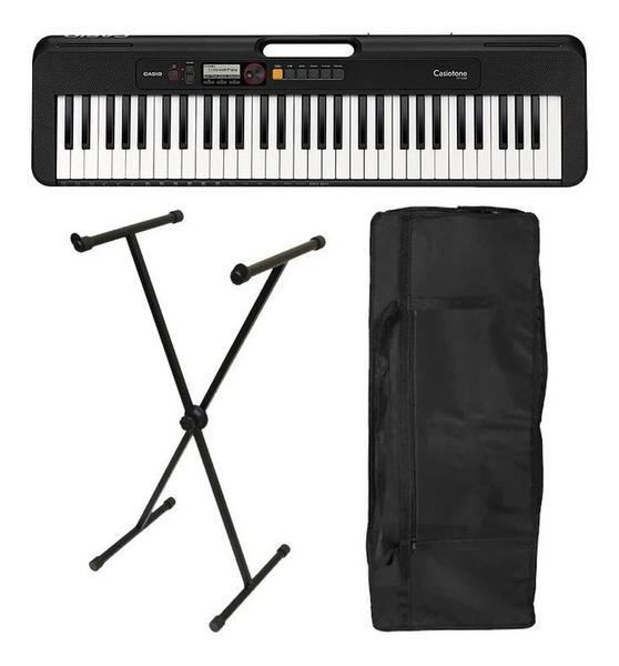 Imagem de Kit Teclado Casio Casiotone Ct-s200 + suporte X +capa