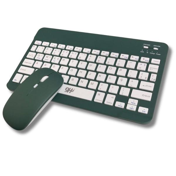 Imagem de Kit Teclado Com Mouse Bluetooth Sem Fio Coloridos Wireless