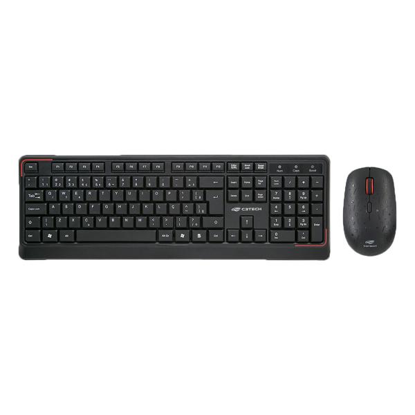 Imagem de Kit Teclado Com Mouse Sem Fio K-W70BK Preto C3Tech