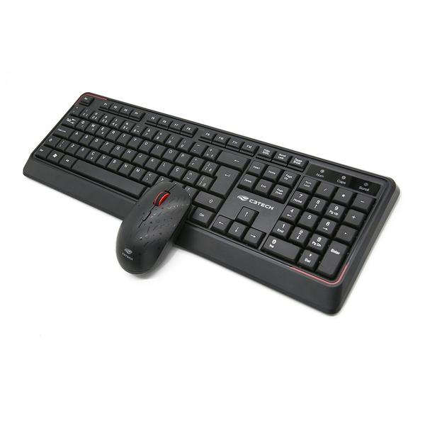 Imagem de Kit Teclado Com Mouse Sem Fio K-W70BK Preto C3Tech