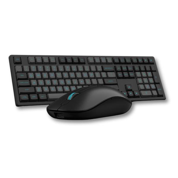 Imagem de Kit Teclado E Mouse Akko Sem Fio Full Size ANSI Switches Scissor Preto E Ciano - MX108