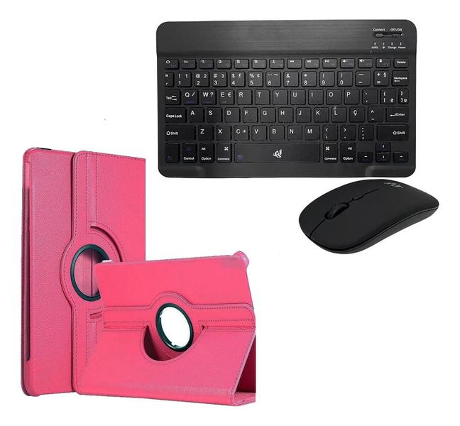 Imagem de Kit Teclado E Mouse Bluetooth+ Capa Giratória 360º Compativel Para Tablet  M9