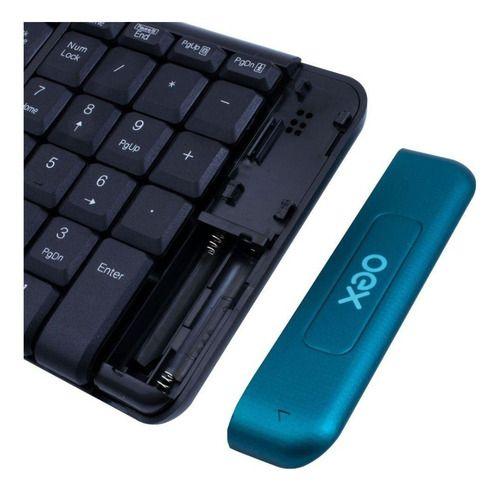 Imagem de Kit Teclado E Mouse Bluetooth Sem Fio Slim Tm404 Oex Abnt - Preto e Verde Turqueza 