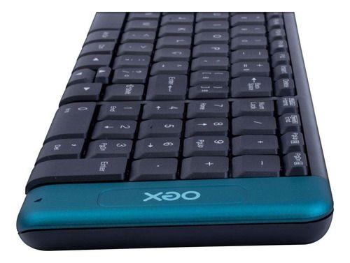 Imagem de Kit Teclado E Mouse Bluetooth Wireless Slim Tm404 Oex Abnt - Preto e Verde Turqueza 