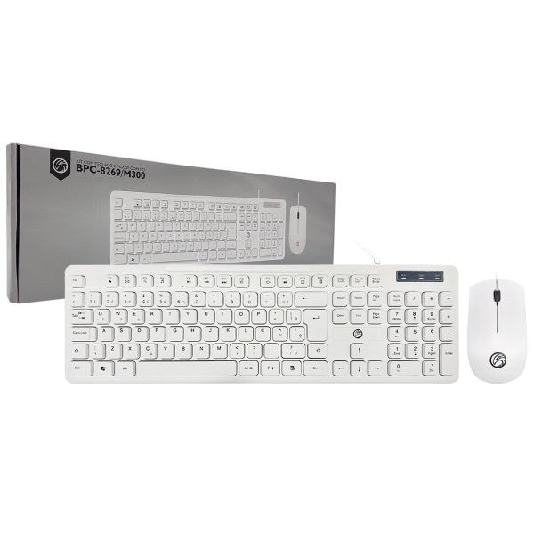 Imagem de Kit Teclado e Mouse Brazil PC, USB, ABNT2, 1000 DPI, Branco - BPC-8269/M300