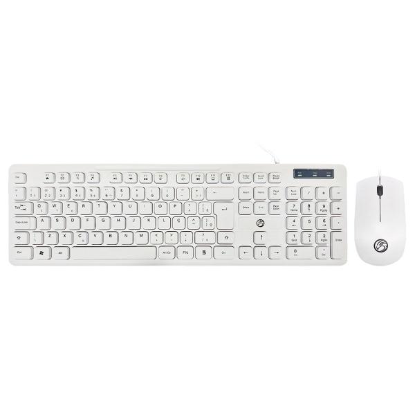 Imagem de Kit Teclado e Mouse Brazil PC, USB, ABNT2, 1000 DPI, Branco - BPC-8269/M300