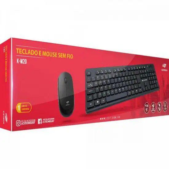 Imagem de Kit Teclado e Mouse C3tech K-w20bk Sem Fio Preto