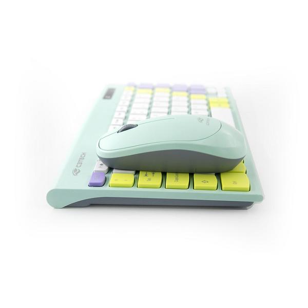 Imagem de Kit Teclado e Mouse C3Tech Sem Fio 2,4GHz USB Nano Verde - K-W71GN