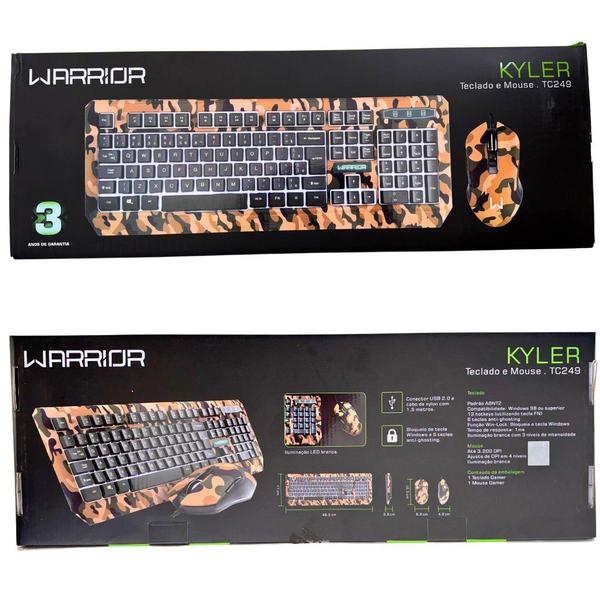 Kit teclado e mouse com fio gamer warrior kyler army - tc249 Imagem de Kit teclado e mouse com fio gamer warrior kyler army - tc249