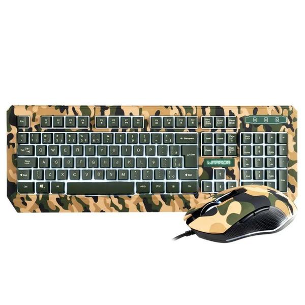 Kit teclado e mouse com fio gamer warrior kyler army - tc249 Imagem de Kit teclado e mouse com fio gamer warrior kyler army - tc249