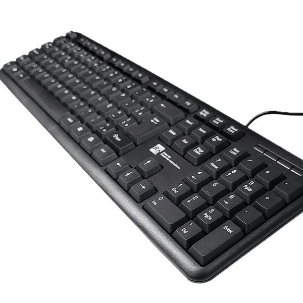 Imagem de Kit Teclado E Mouse Com Fio Usb Basico Silencioso Preto Pc Macio ABNT2 Slim Compacto Português