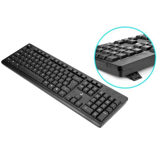 Imagem de Kit Teclado e Mouse com fio USB Rise Mode Black Abnt2 Office para Computador e Notebook 1000 Dpi