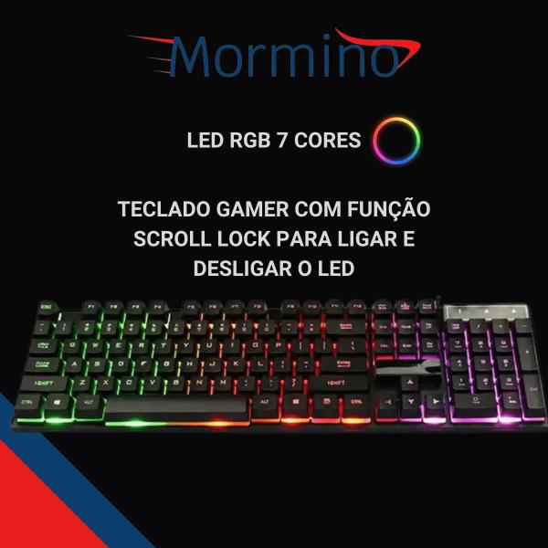 Imagem de Kit teclado e mouse ergonômico LED RGB Com Hub Usb 3.0