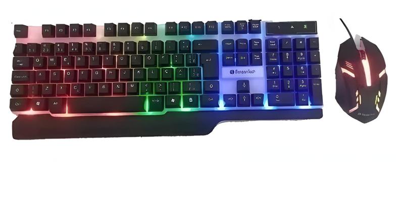 Imagem de Kit Teclado e Mouse Gamer Com Fio LED Anti Ghosting ABNT2 USB