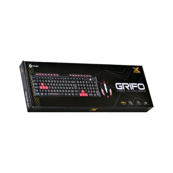 Imagem de Kit Teclado E Mouse Gamer Grifo - Mouse 2400 Dpi Cabo Usb 1.8 Metros Led Vermelho - Vgc-01V