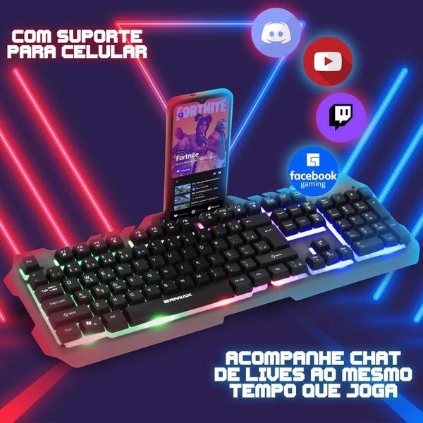 Imagem de Kit Teclado e Mouse Gamer Headset com Microfone Semi Mecânico Multimídia Anti-Ghost 3200 Dpi Usb