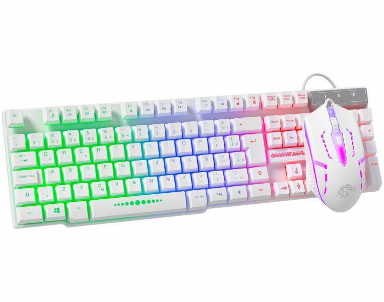 Kit Teclado e Mouse Gamer K-Mex KMW5228 Com Fio Branco Imagem de Kit Teclado e Mouse Gamer K-Mex KMW5228 Com Fio Branco